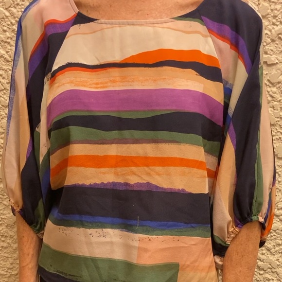 Maeve size small Anthropologie blouse in stripe watercolor print - Picture 2 of 6